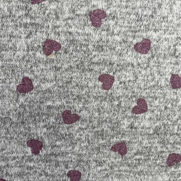 Hilco Strickstoff Heart grau Glitzer lila